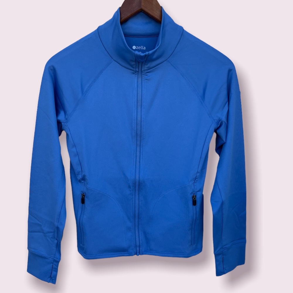 NWT Zella Mock-Neck Full-Zip Jacket, Blue Yonder | L (10/12)